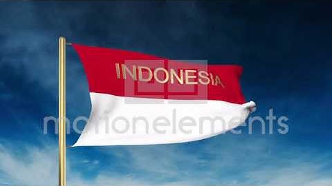 Indonesia Flag Slider Style With Title. Waving In The Wind With Cloud Background Stock Animation
