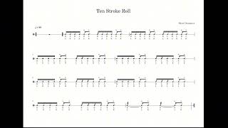 Ten Stroke Roll (90 BPM) | Drum Sheet Daily Routine [Tablet View]