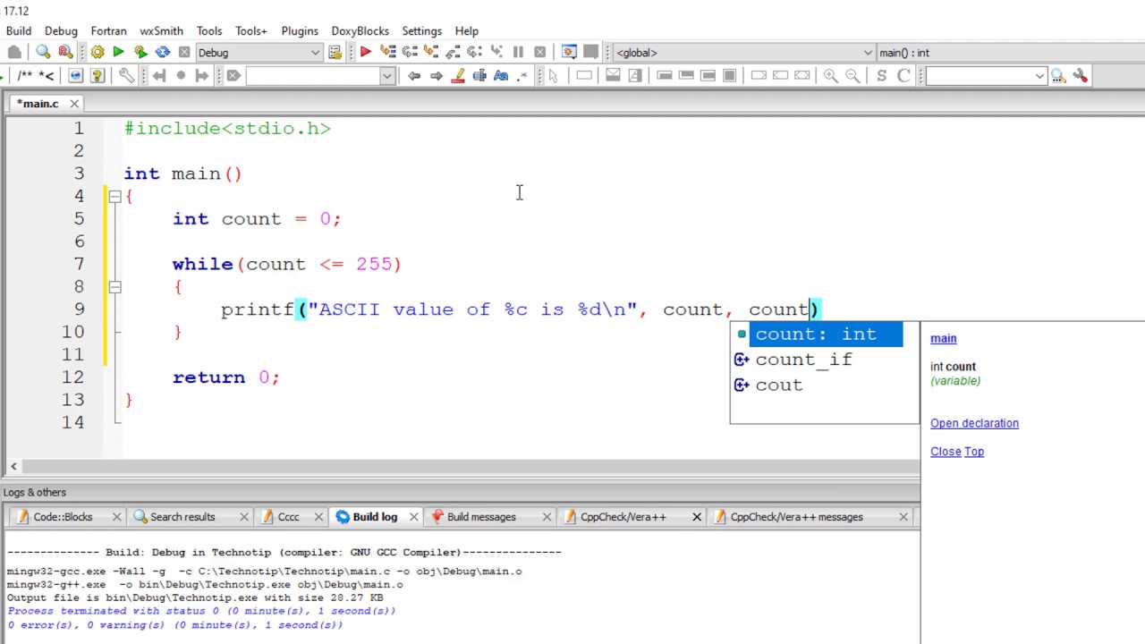 C Program To Print All Ascii Characters And Value