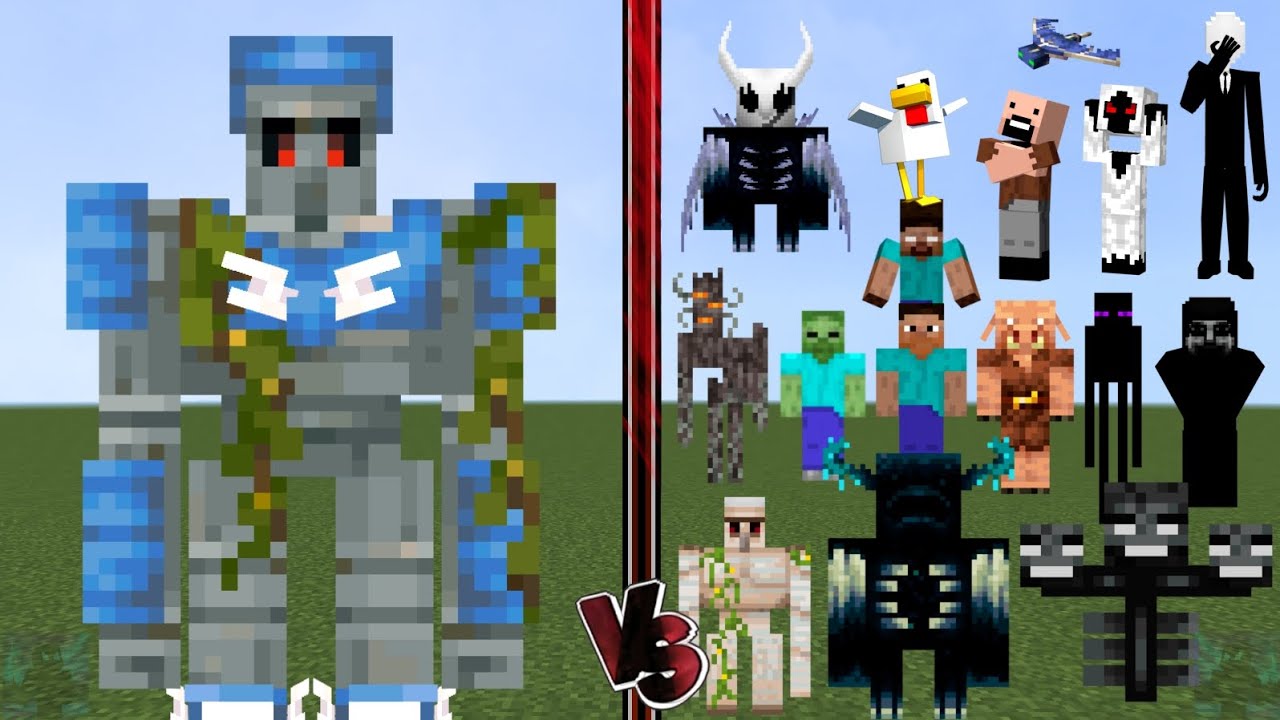 MINECRAFT MOVIE SWIFTNESS IRON GOLEM vs ALL MOBS | Minecraft PE | Mob ...