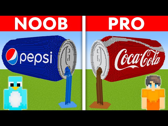 NOOB vs PRO: PEPSI VS COCA COLA HOUSE BUILD CHALLENGE in Minecraft class=