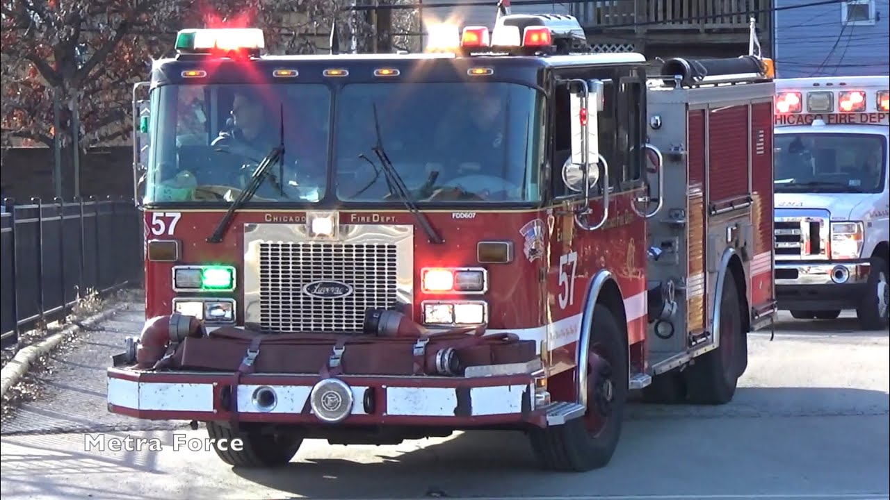 Chicago Fire Dept Engine 57 & Ambulance 44 Responding - YouTube