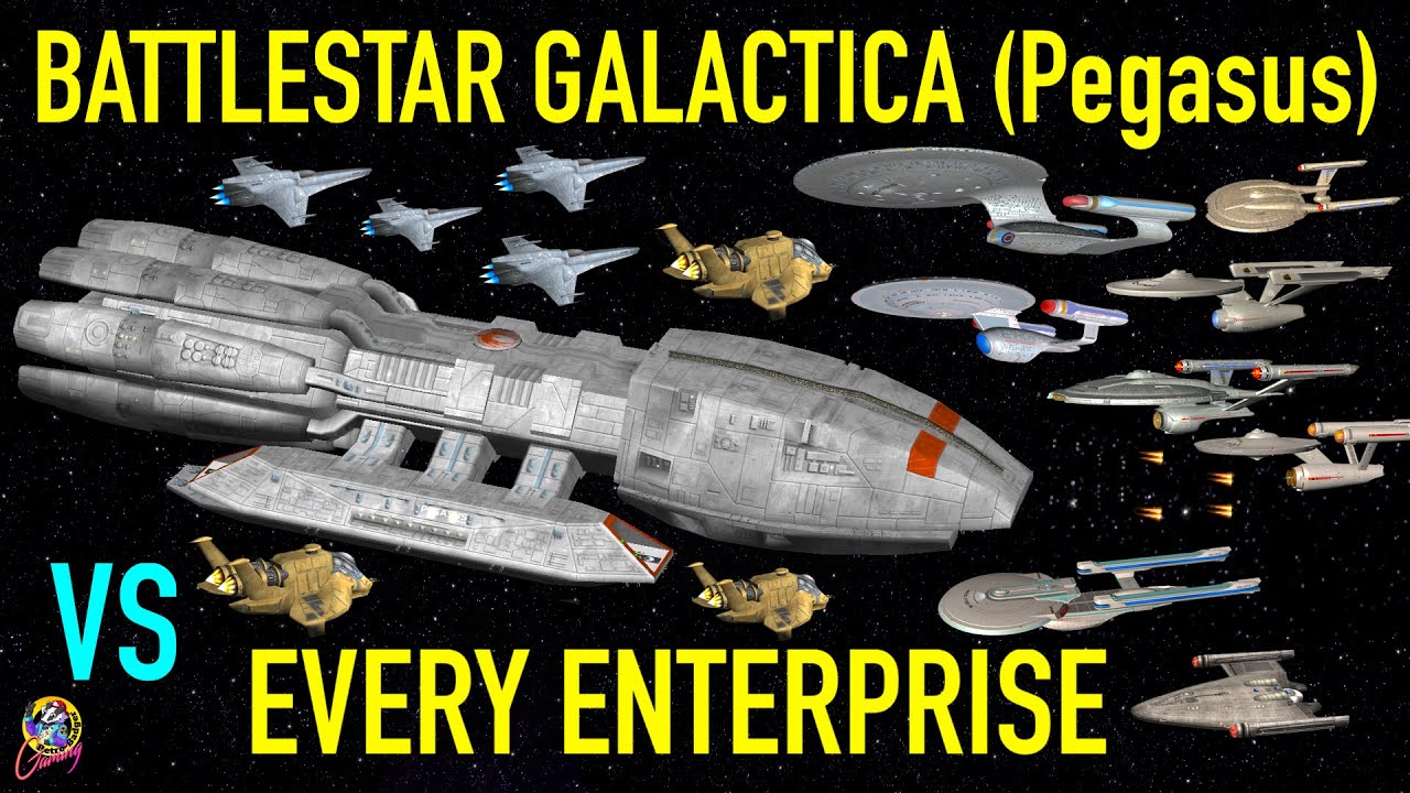 Every Enterprise VS Battlestar Galactica (Pegasus) - Star Trek Starship Battles