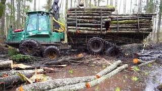 Timberjack 810B in wet forest, difficult logging conditions