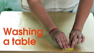 Washing a Table