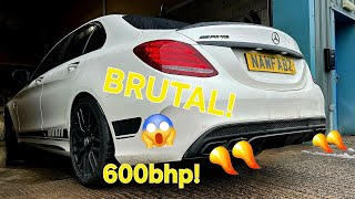 Custom Downpipes on C63S AMG - LOUD POPS and BANGS!