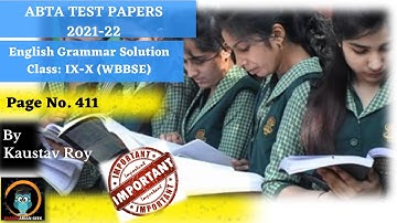 ABTA Test Papers 2022 Solved || Madhyamik English Grammar || Page 411|| English Grammar Lesson
