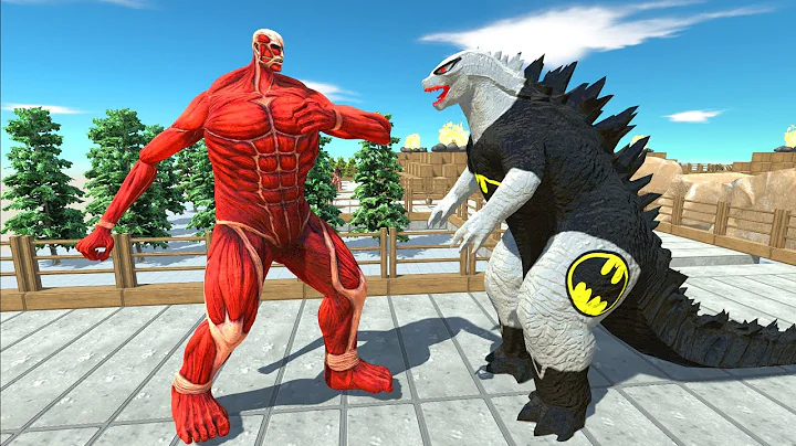 Batman Godzilla 2014 VS Colossal Titan Pyramid Death Run - Animal Revolt Battle Simulator