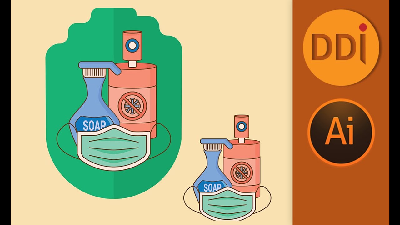 Vector illustration tutorial: How to draw COVID19 virus protection in a flat style.