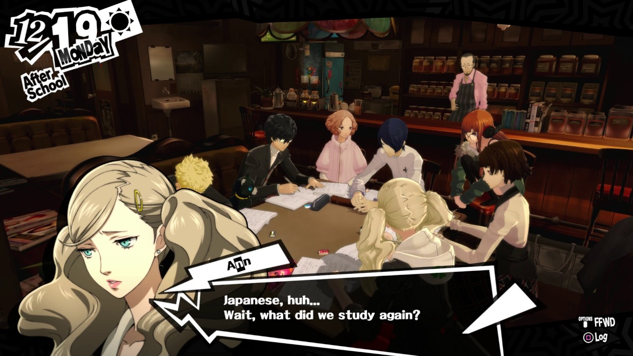 Persona 5 12 19 Cafe Leblanc Study Group Makoto Ann Ryuji Futaba persona-5-12-19-cafe-leblanc-study-group-makoto-ann-ryuji-futaba