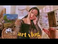 art vlog 🦋 painting, stationery haul, & sketching