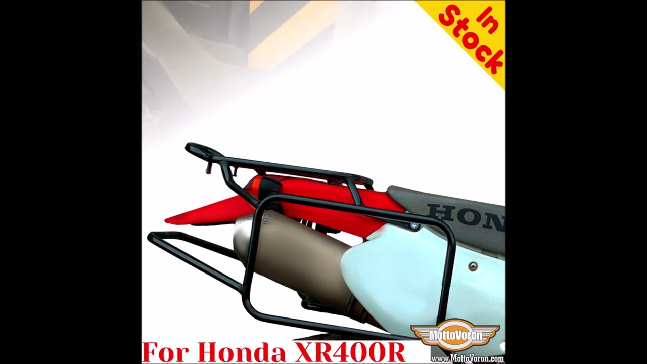 Honda XR400 luggage rack system for bags or aluminum cases - YouTube