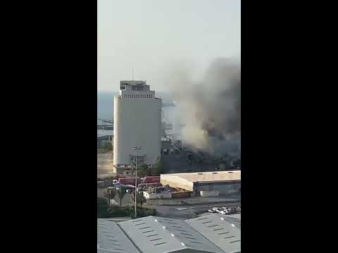 Beirut Blast, first and second blast both in same video.