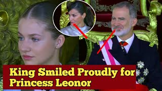 King Felipe Smiled & Looked Proudly At Princess Leonor During Ministers Roble's Words Praising Her