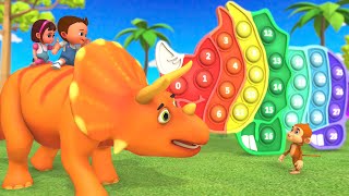 Learning Numbers with Triceratops Pop It jumping Numbers Toy Set - Baby Boy Girl Dinosaurs for Kids