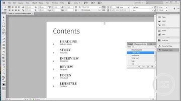How to create table of contents in Adobe InDesign