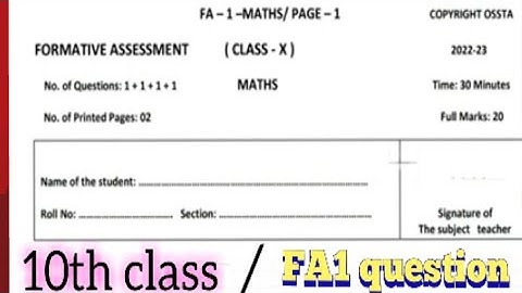 10th class FA-1 math question | 2022 fa1 question 10th | #10th #fa1 #ossta