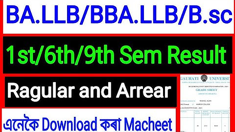 Guwahati university New Result BA.LLB/BB.A/LLB/B.sc 1st/6th/9th Sem Result Ragular and Arrear