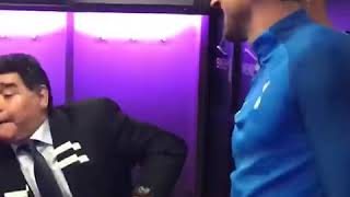 Harry Kane get some advice from Maradona