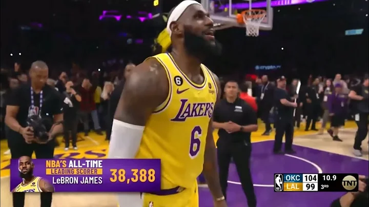 LeBron James Passes Kareem Abdul Jabbar scoring record with a Fadeaway vs OKC