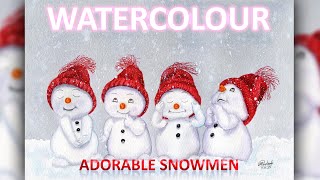 Adorable Snowmen, The Christmas Cheers in Watercolour Painting. #watercolor #tutotial #art #painting
