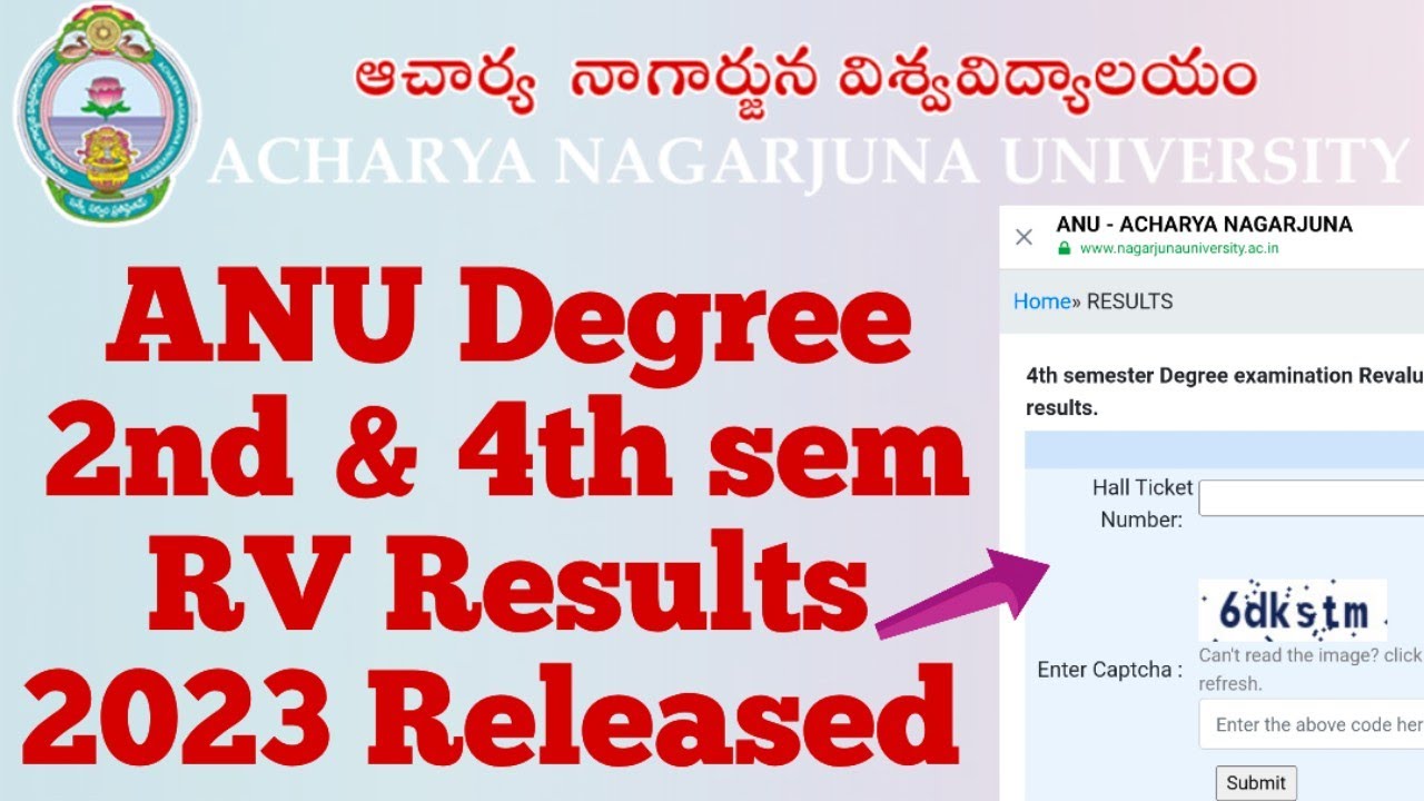 ANU Degree 2nd & 4th Sem RV Results 2023 Released AP Degree Exam