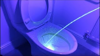 UV light shows the unseen splashes created by standing urination