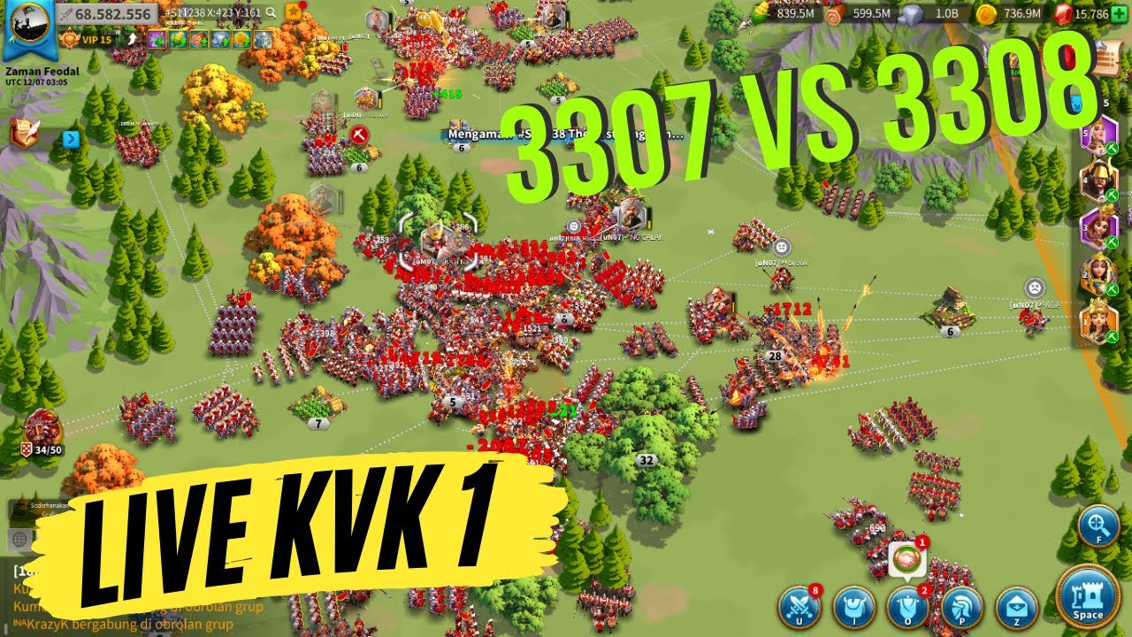 live kvk war 3307 sama 3308 dan kd soc kelas D - YouTube
