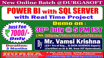 POWER BI with SQL SERVER Online Training @ DURGASOFT