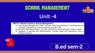 B.ed sem-2 / School management/ unit-4 completed #pu chd / pdf available 