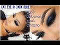 Maquillaje Gatuno Azul Oscuro / Intense Night Blue Cat Eye makeup | auroramakeup