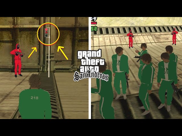 SQUID GAME in GTA San Andreas with 10,000,000$ PRIZE | GTA San Andreas | Squid Game | Mods | 2021 class=