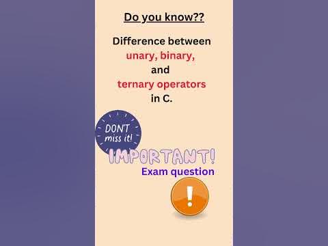 Unary, binary and ternary operators in C | C Operators - YouTube