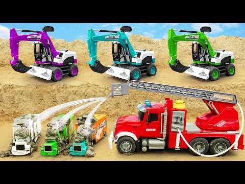 Excavator and Construction Team Epic: Rescue Mission for the Trapped Red Car