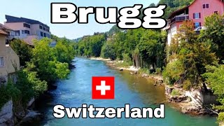 Walking tour in Old town Brugg in Switzerland