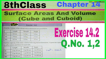 8thClass, Surface Areas And Volume, Exercise 14.2, Q.No. 1,2