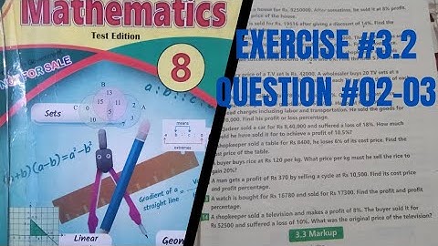 Exercise 3.2 Class 8 Math Question 2,3 Unit 3 Financial Arithmetic/ profit and loss,discount Ex 3.2