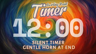 12-Minute Silent, Colorful Swirling Timer with Gentle Foghorn End – Silent Countdown