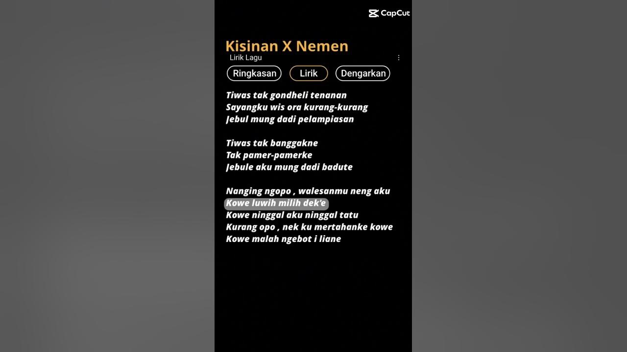 lirik lagu | Kisinan X Nemen | Masdddho & Gilga Sahid - YouTube