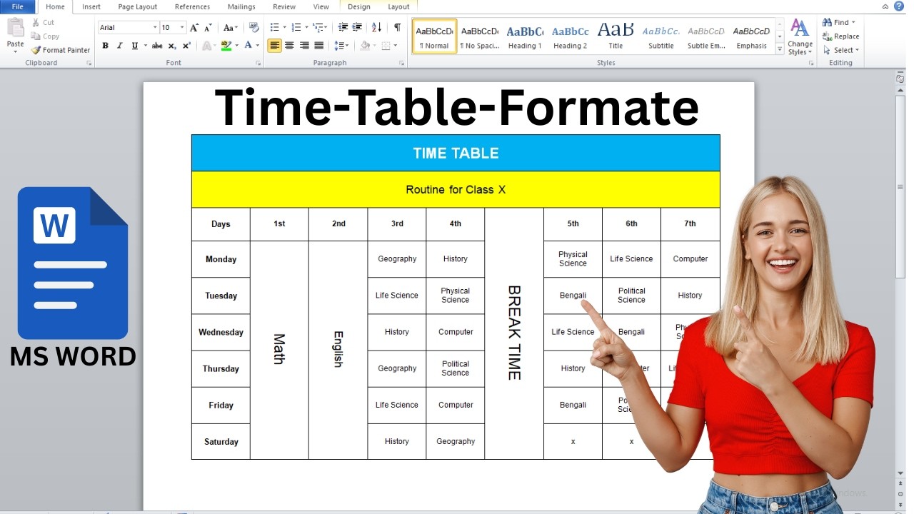 Sample Time Table Word File How to make Time Table for School in Microsoft Word ! Simple Class ...
