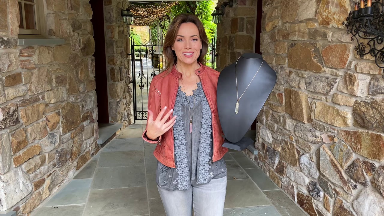 Hand-Carved Genuine Gemstone Elongated Perfume Bottle Necklace