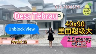 （Johor Bahru Property 新山房地产ep21）Desa Tebrau Precint 12 Unblock View‼️超级大的半独立‼️Shirley房产好介绍‼️