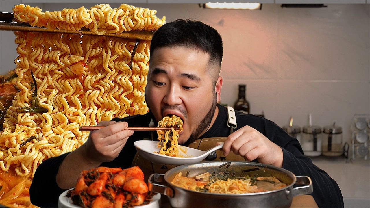 전찌개 거지탕 + 총각김치 먹방 ASMR MUKBANG Spicy Jeon Stew & Kimchi