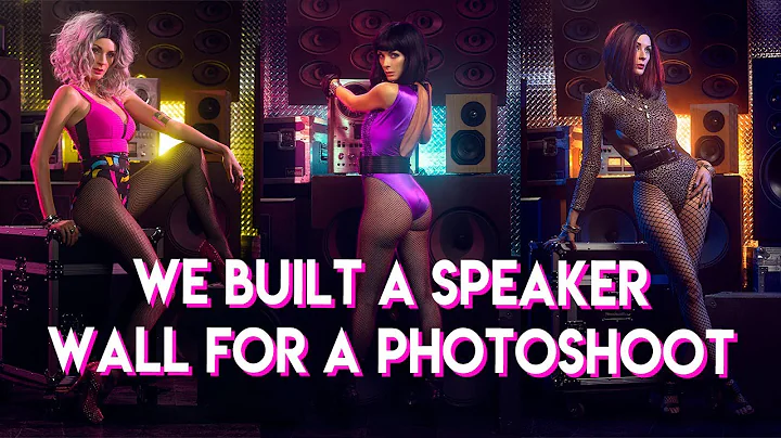 1980's vibe photoshoot. With a speaker wall backgr...