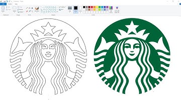 How to draw a Starbucks Logo using Ms Paint | Starbucks Logo Drawing. #Starbucks #mspaint