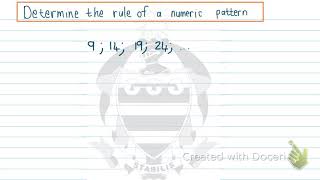 Determine the rule of a numeric pattern grade 8 mathematics