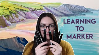 New art skill: alcohol markers for landscape drawing ✶ PART 1 (chronological progress)