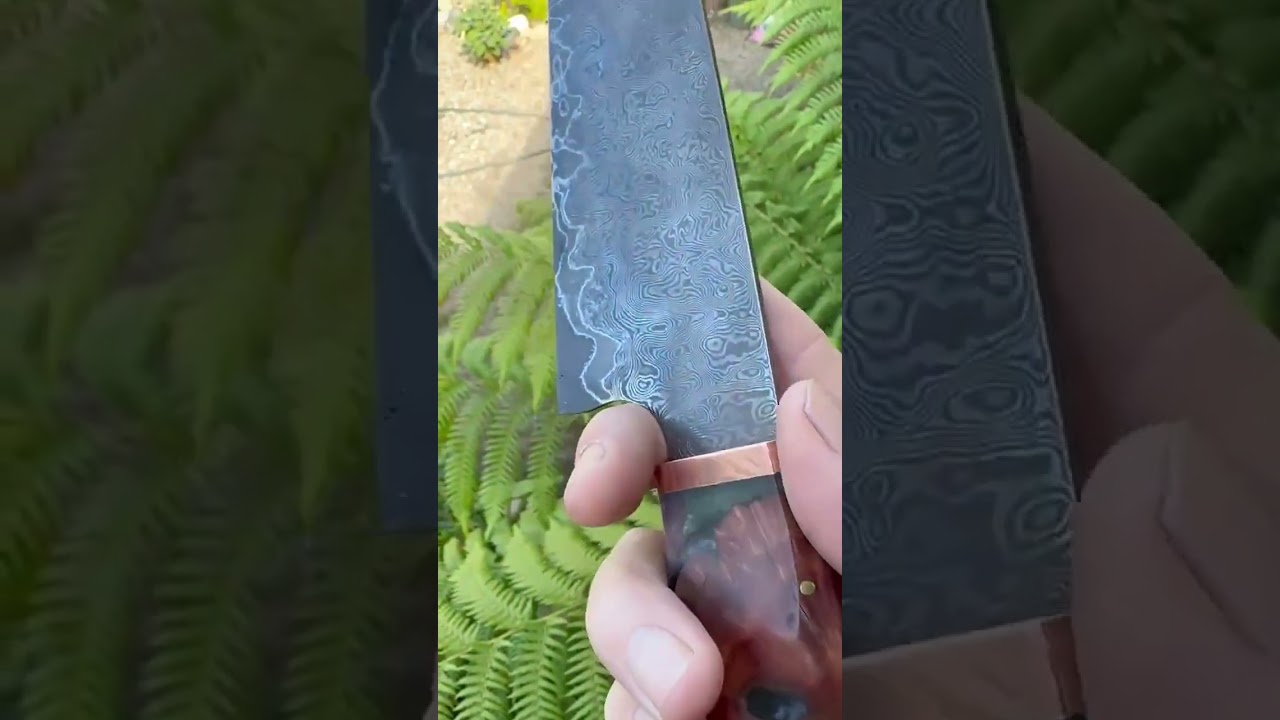 hand forged Damascus veggie cleaver 6-1/2” blade length