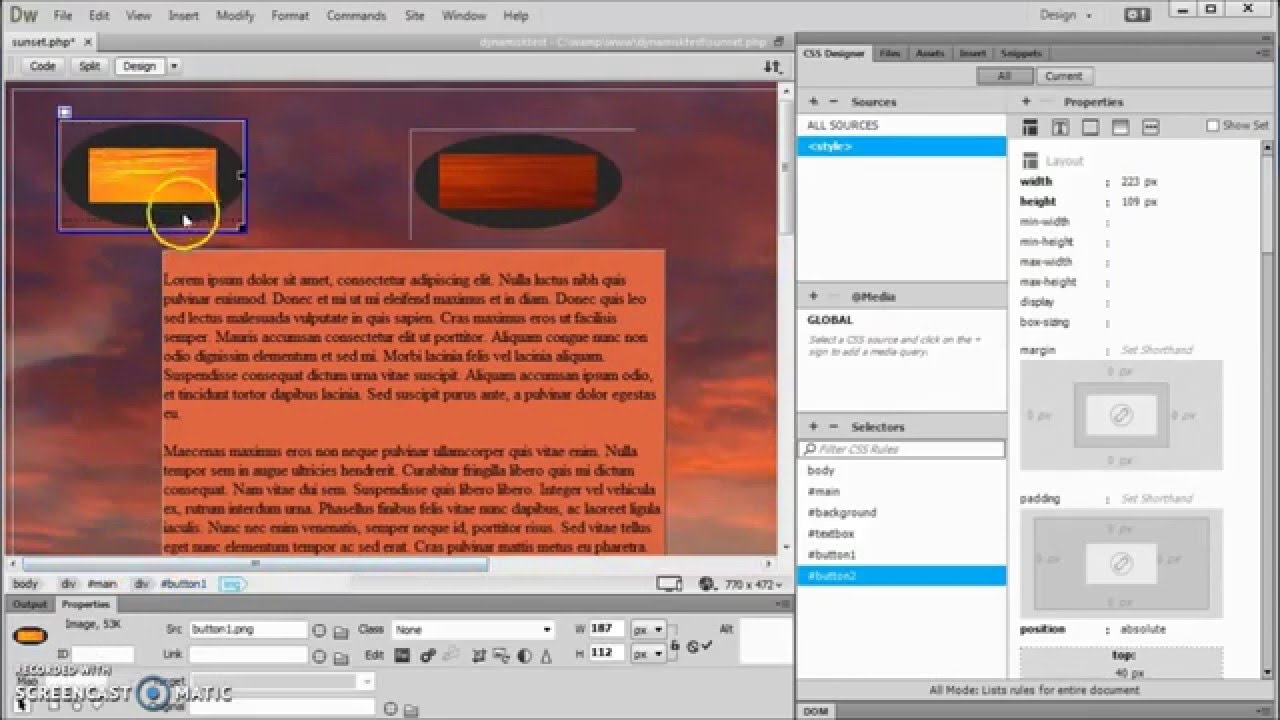 Dreamweaver CC create webpage menu buttons YouTube