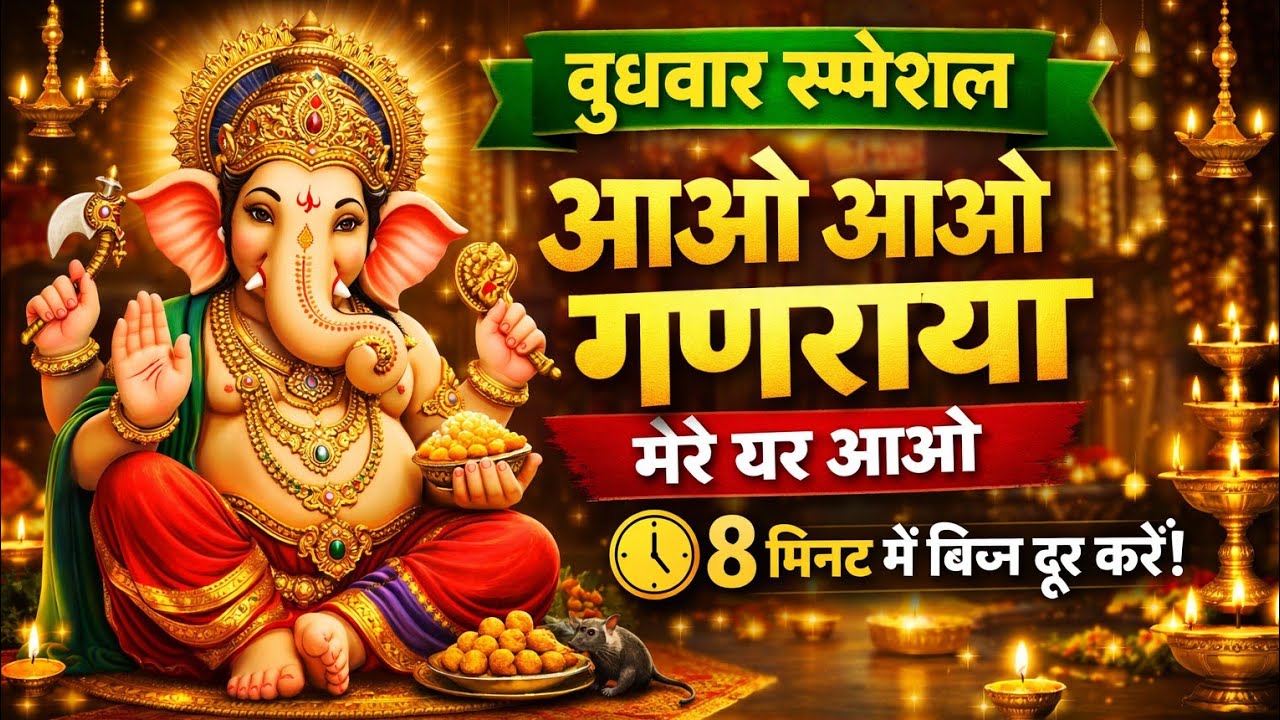 बुधवार स्पेशल गणेश भजन | आओ आओ गणराया मेरे घर आओ | 8 मिनट में विघ्न दूर करें | Ganesh Bhajan 2026